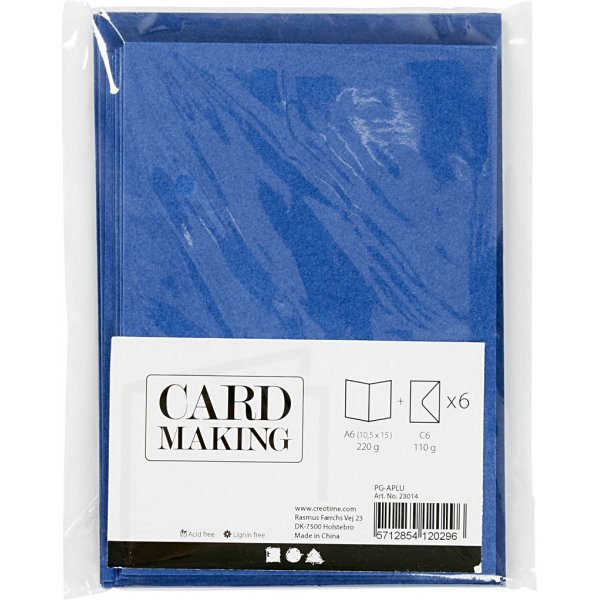 Cartes et enveloppes - bleu 10,5 x 15 cm 6 sets