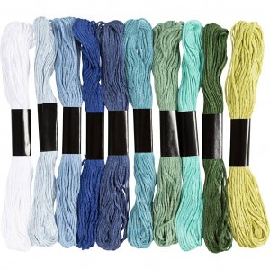 Fil à broder en coton mercerisé Harmonie bleu/vert 10×8 m Fil à broder en coton mercerisé Harmonie bleu/vert 10×8 m