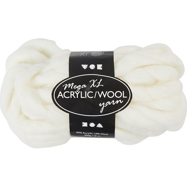 Fil Acrylique XL avec Laine - 300 g - Blanc Cass