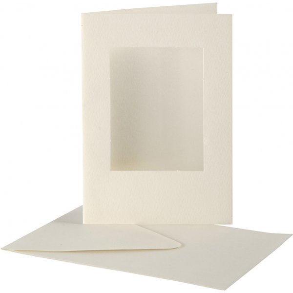 Carte passe-partout avec enveloppe - blanc cass - rectangulaire - 10 sets