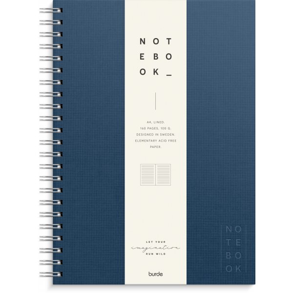 Carnet - Textile - Lign A4 - Reliure spirale