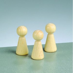 Figurine conique en bois 15 x H 36 mm - paquet de 20 - blanchi Figurine conique en bois 15 x H 36 mm - paquet de 20 - blanchi