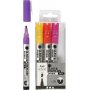 Marqueur pour verre et porcelaine - orange - violet - rouge clair - jaune - semi opaque - 1-2 mm - 4 pcs