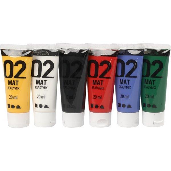 Peinture scolaire - Acrylique - couleurs standards - mate - 6 x 20 ml