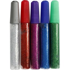 Colle pailletée - couleurs mélangées - 5 x 10 ml Colle pailletée - couleurs mélangées - 5 x 10 ml