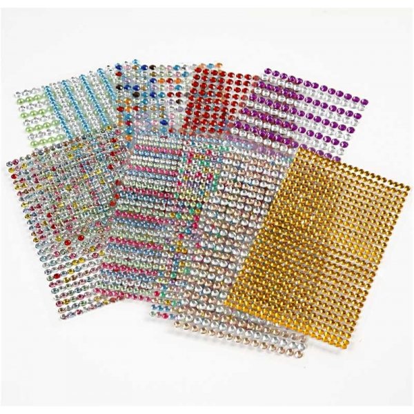Autocollants strass - couleurs mlanges - 10 feuilles
