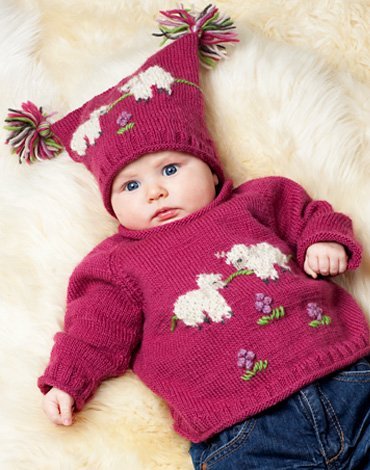 Patron tricot - Pull et bonnet tricotés avec mouton Patron tricot - Pull et bonnet tricotés avec mouton