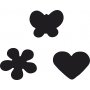 Perforatrices en papier - Fleur - papillon et coeur - 3 pcs