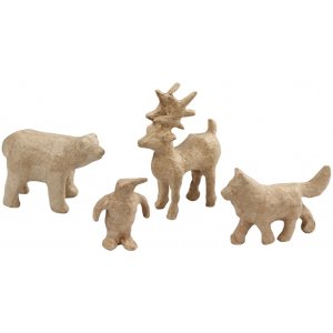 Animaux polaires - pack de 4 - Chien de traîneau, pingouin, ours polaire et renne Animaux polaires - pack de 4 - Chien de traîneau, pingouin, ours polaire et renne