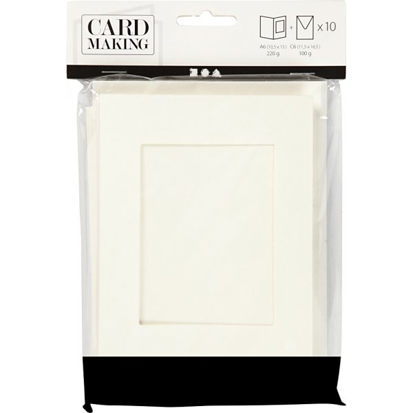 Carte passe-partout avec enveloppe - blanc cass - rectangulaire - 10 sets