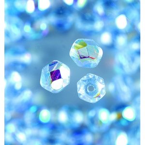Perles de verre à facettes - bleu clair -. rond, chatoyant Perles de verre à facettes - bleu clair -. rond, chatoyant