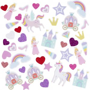 Autocollants en mousse C?ur Princesse Licorne 13-50 mm Violet/Rose 150 pièces Autocollants en mousse C?ur Princesse Licorne 13-50 mm Violet/Rose 150 pièces