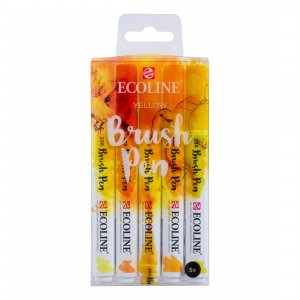 Ecoline Brush Pen, paquet de 5 - Jaune Ecoline Brush Pen, paquet de 5 - Jaune