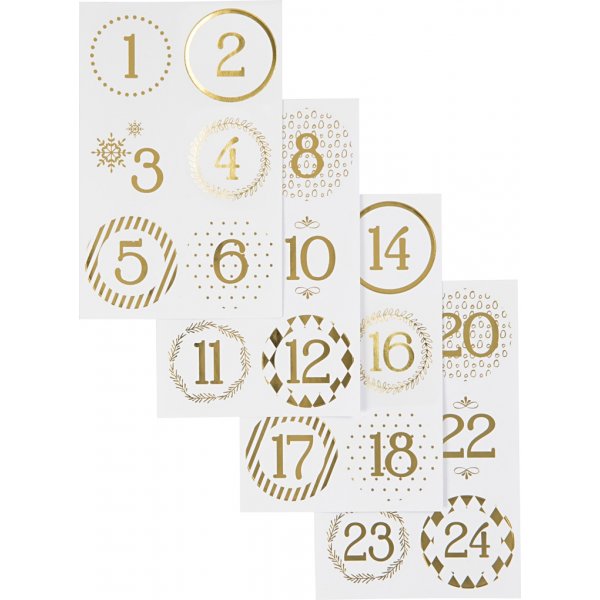 Numéros de calendrier - or - blanc - 4 feuilles Numéros de calendrier - or - blanc - 4 feuilles