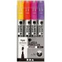 Marqueur pour verre et porcelaine - orange - violet - rouge clair - jaune - semi opaque - 1-2 mm - 4 pcs