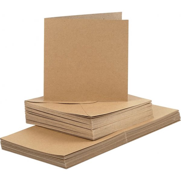 Cartes et enveloppes - naturel 16 x 16 cm - 50 sets