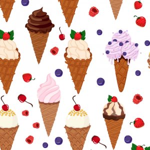 Trikå à motifs 150 cm - Glace et baies vanille Trikå à motifs 150 cm - Glace et baies vanille