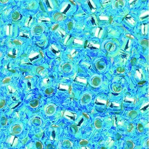 Rocailles doublées argent - aqua Rocailles doublées argent - aqua