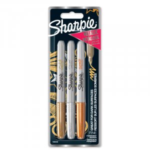 Set de feutres Sharpie - Métallique 3-Blister - 1,4 mm Or/Argent/Bronze Set de feutres Sharpie - Métallique 3-Blister - 1,4 mm Or/Argent/Bronze