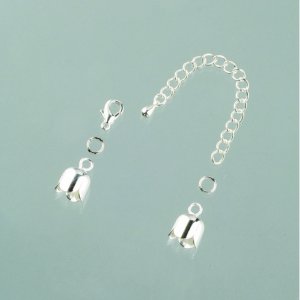 Pièce de fermeture tulipe 8 mm - argentée 1 paire avec chaîne Pièce de fermeture tulipe 8 mm - argentée 1 paire avec chaîne