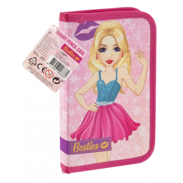 Trousse luxueusement remplie avec bloc-notes, crayon et rgle.