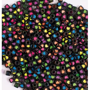 Perles coeurs fluo - 300 pcs Perles coeurs fluo - 300 pcs