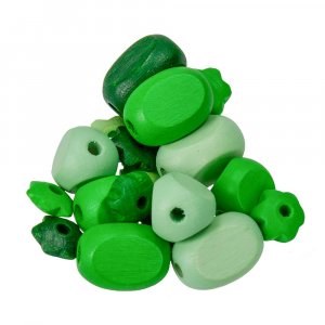 Perles en bois - mélange vert 30 pcs. mélange de couleurs et de formes Perles en bois - mélange vert 30 pcs. mélange de couleurs et de formes