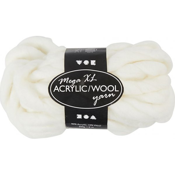 Fil Acrylique XL avec Laine - 300 g - Blanc Cass
