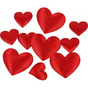 Coeurs en satin - rouge - 70 pcs Coeurs en satin - rouge - 70 pcs
