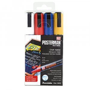 Feutre ZIG Posterman � lingette humide 6 mm, lot de 4