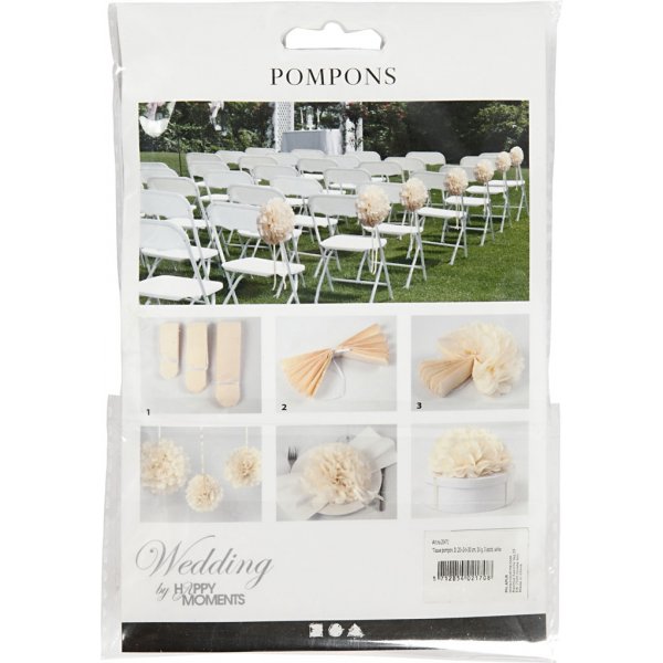 Pompons en papier - blanc - 3 pcs Pompons en papier - blanc - 3 pcs