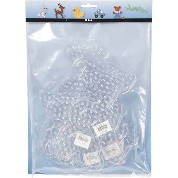 Assiettes perles - transparentes - ours en peluche - voiture - renne - canard et lapin - JUMBO - 5 pcs