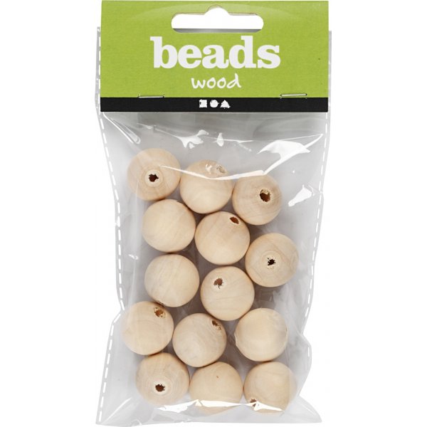 Perles en bois - 20 mm - 14 pcs