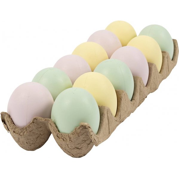 Oeufs en plastique - couleurs pastel - 12 pcs Oeufs en plastique - couleurs pastel - 12 pcs