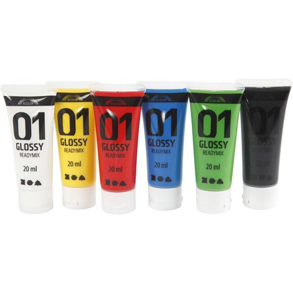 Peinture scolaire - Acrylique - couleurs standards - brillante - 6 x 20 ml Peinture scolaire - Acrylique - couleurs standards - brillante - 6 x 20 ml