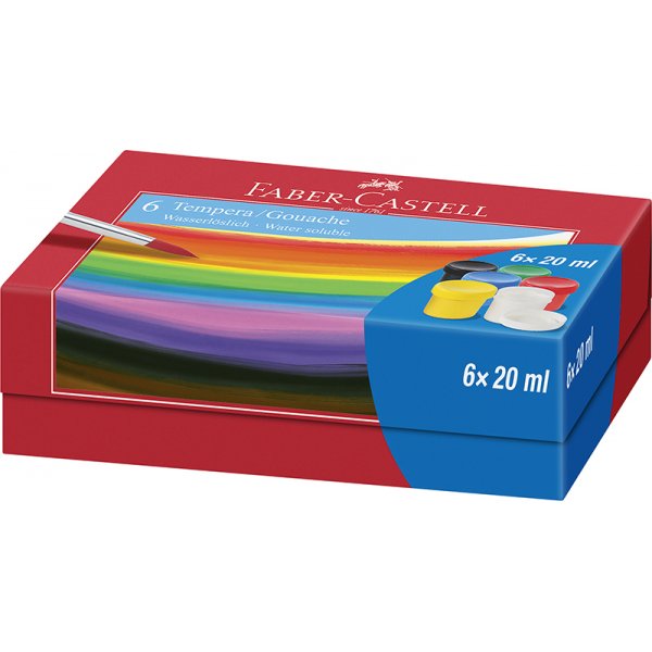 Set de couleurs - Faber-Castell - Couleur Tempera/Gouache - 6 pots de 20 ml