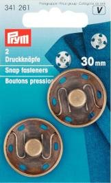 Boutons poussoirs (cousus) laiton 30mm ant.br 2 pcs Boutons poussoirs (cousus) laiton 30mm ant.br 2 pcs