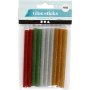 Btons de colle pour mini pistolet  colle - or - vert - rouge - argent - paillettes - L10 cm - 10 pcs
