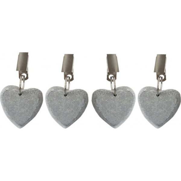 Lest en tissu Coeur gris, paquet de 4