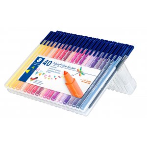 Stylos à pointe fibre Triplus Color en étui 1mm - 40 stylos Stylos à pointe fibre Triplus Color en étui 1mm - 40 stylos