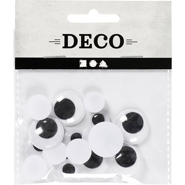 Yeux mobiles - non adhsifs - 12+14+20 mm - 18 pcs