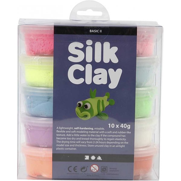 Silk Clay® - couleurs mélangées - Basic 2 - 10 x 40 g Silk Clay® - couleurs mélangées - Basic 2 - 10 x 40 g
