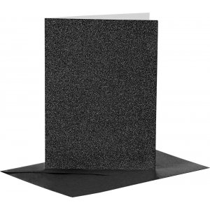 Cartes et enveloppes - noir - paillettes - 11,5 x 16,5 cm - 4 sets Cartes et enveloppes - noir - paillettes - 11,5 x 16,5 cm - 4 sets