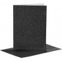 Cartes et enveloppes - noir - paillettes - 11,5 x 16,5 cm - 4 sets
