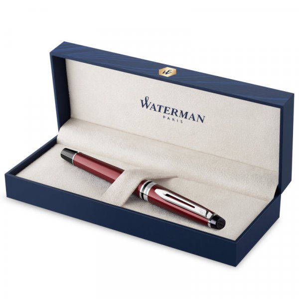 Stylo plume Waterman Expert Rouge Fonc - Garniture Chrome - Moyen