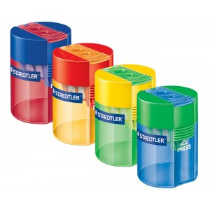 Taille-Crayon Transparent avec Récipient - Double Trou Taille-Crayon Transparent avec Récipient - Double Trou