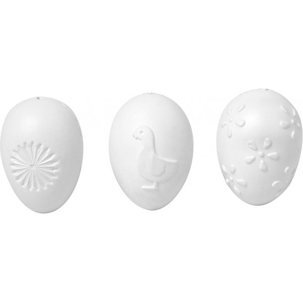 Oeuf en plastique - blanc - motif en relief - 12 pcs Oeuf en plastique - blanc - motif en relief - 12 pcs