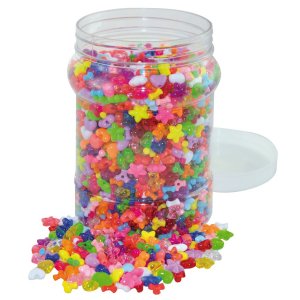 Perles en plastique coeurs, étoiles et hélices Perles en plastique coeurs, étoiles et hélices