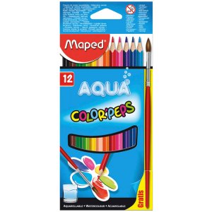 Coffret crayons de couleur - Maped - Color'peps Aqua 12 crayons + pinceau Coffret crayons de couleur - Maped - Color'peps Aqua 12 crayons + pinceau