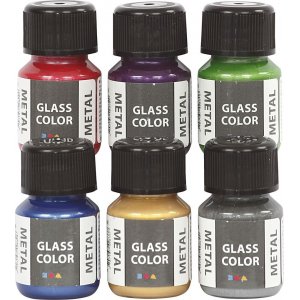 Peinture pour verre métal - couleurs mélangées - 6 x 30 ml Peinture pour verre métal - couleurs mélangées - 6 x 30 ml